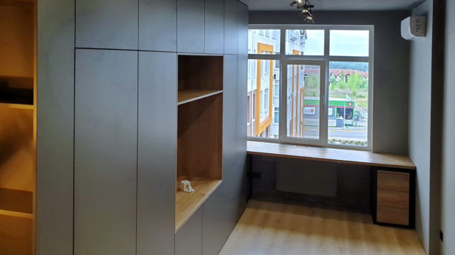 Меблі для студії: шафа, ТВ-зона і ліжко в одному рішенні