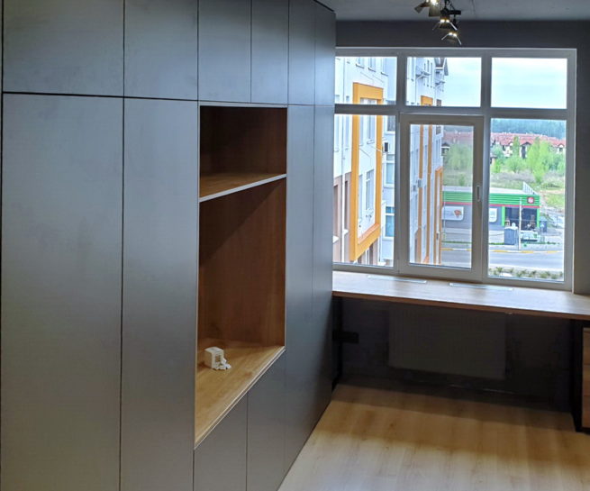 Меблі для студії: шафа, ТВ-зона і ліжко в одному рішенні