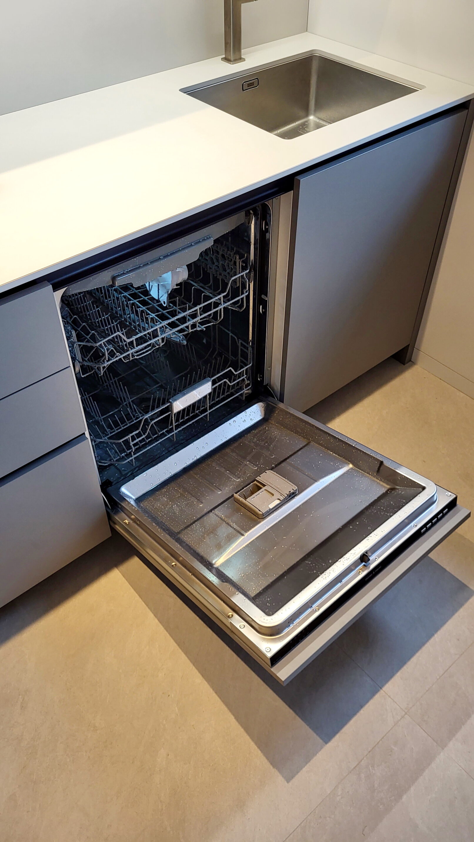 Посудомийка в кухні без ручок