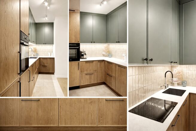 Кухня із зеленими фасадами