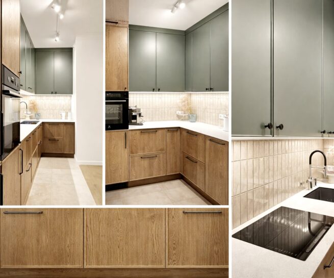 Кухня із зеленими фасадами